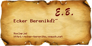 Ecker Bereniké névjegykártya